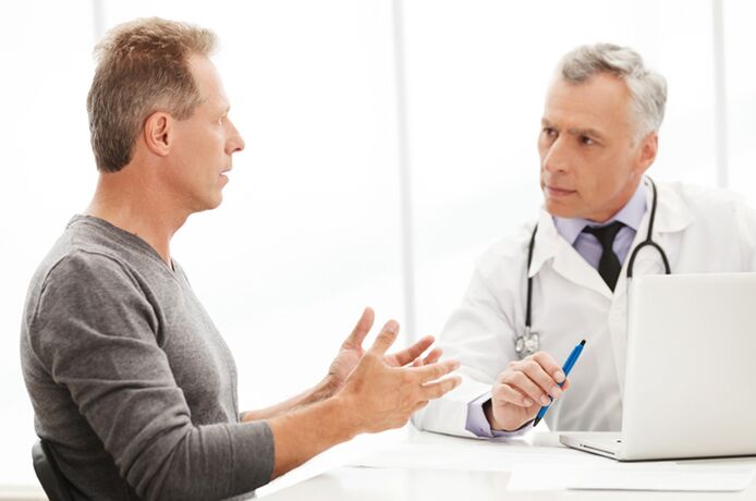 A man with chronic prostatitis at the doctor's appointment